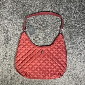 Julia Buxton Quilted Hobo With Chain‎ Strap Oxblood Burgundy Purse